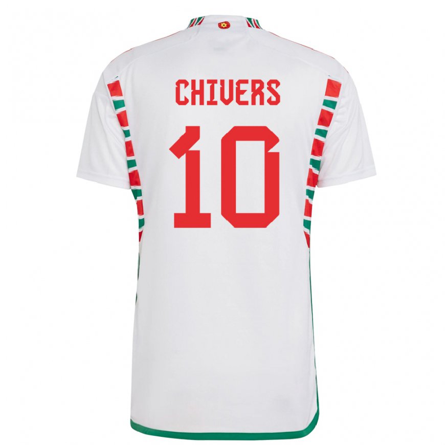 Kandiny Damen Walisische Chloe Chivers #10 Weiß Auswärtstrikot Trikot 22-24 T-shirt