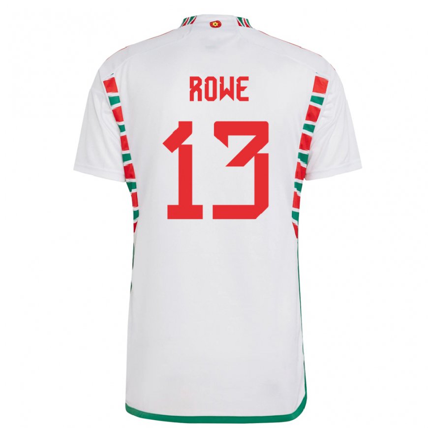 Kandiny Damen Walisische Rachel Rowe #13 Weiß Auswärtstrikot Trikot 22-24 T-shirt