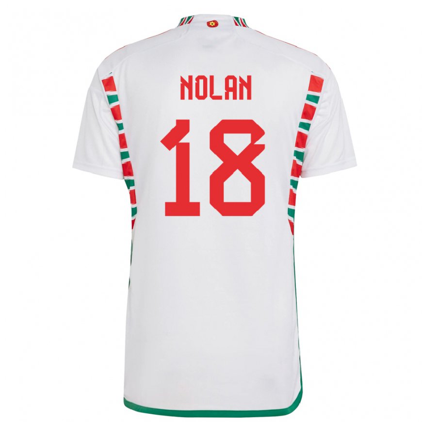 Kandiny Damen Walisische Kylie Nolan #18 Weiß Auswärtstrikot Trikot 22-24 T-shirt