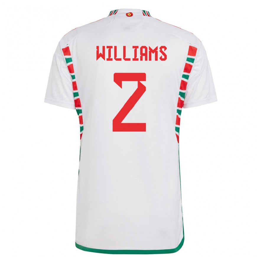 Kandiny Damen Walisische Morgan Williams #2 Weiß Auswärtstrikot Trikot 22-24 T-shirt