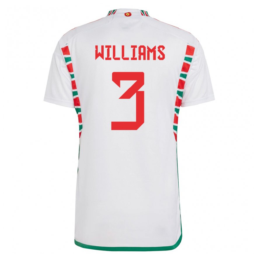 Kandiny Damen Walisische Zac Williams #3 Weiß Auswärtstrikot Trikot 22-24 T-shirt