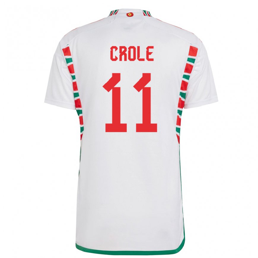 Kandiny Damen Walisische James Crole #11 Weiß Auswärtstrikot Trikot 22-24 T-shirt