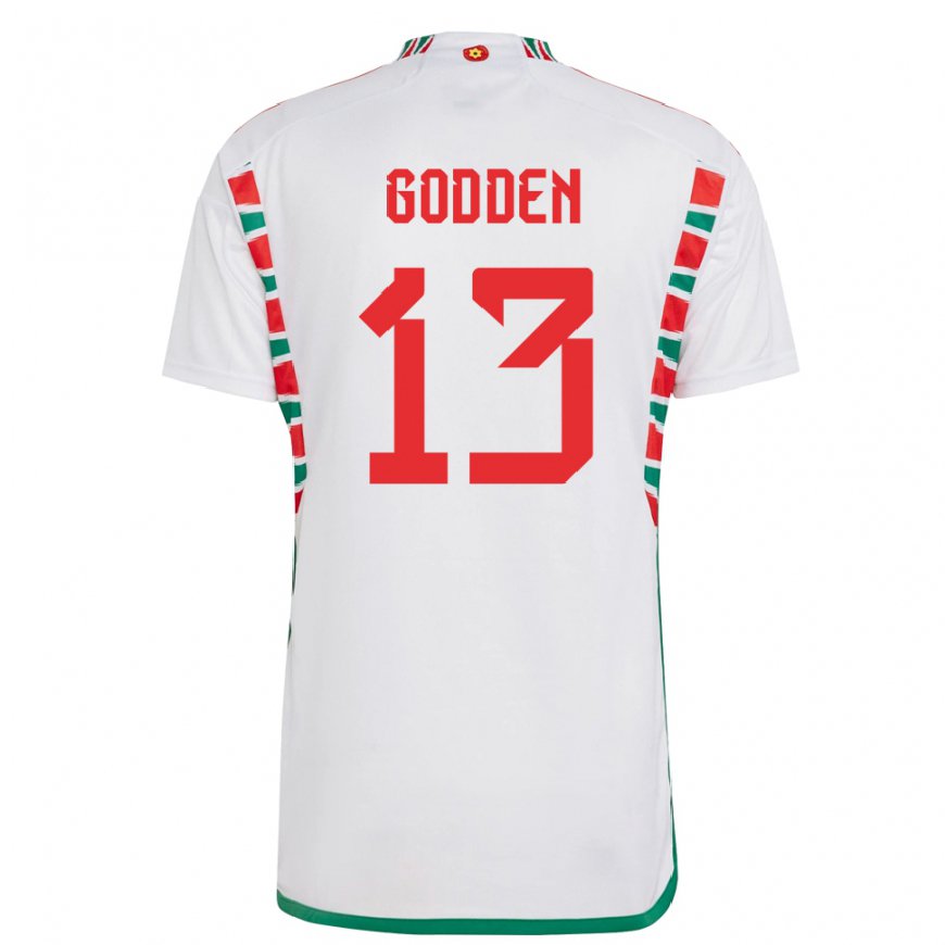 Kandiny Damen Walisische Scott Godden #13 Weiß Auswärtstrikot Trikot 22-24 T-shirt