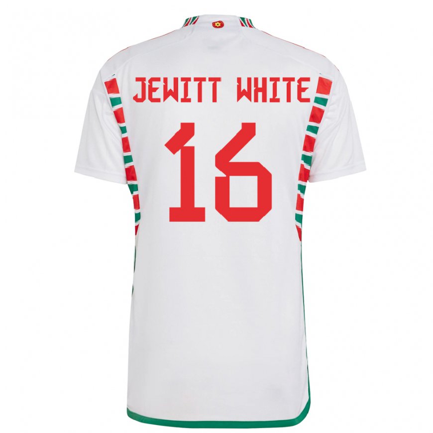 Kandiny Damen Walisische Harry Jewitt White #16 Weiß Auswärtstrikot Trikot 22-24 T-shirt