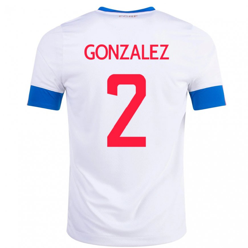 Kandiny Damen Costa-ricanische Julian Gonzalez #2 Weiß Auswärtstrikot Trikot 22-24 T-shirt