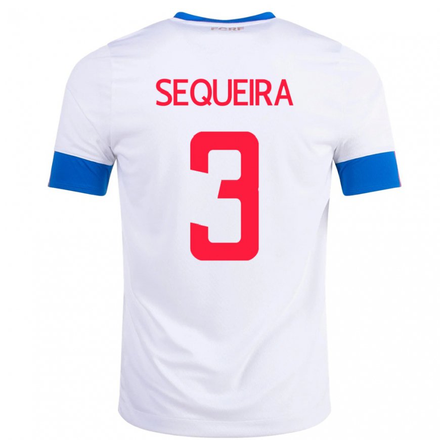 Kandiny Damen Costa-ricanische Douglas Sequeira #3 Weiß Auswärtstrikot Trikot 22-24 T-shirt