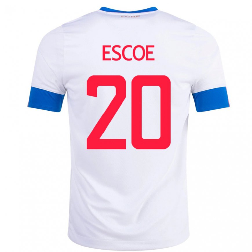 Kandiny Damen Costa-ricanische Enyel Escoe #20 Weiß Auswärtstrikot Trikot 22-24 T-shirt