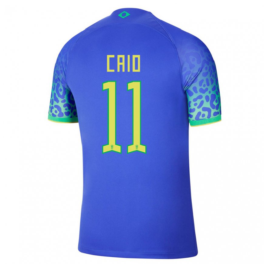 Kandiny Damen Brasilianische Caio #11 Blau Auswärtstrikot Trikot 22-24 T-shirt