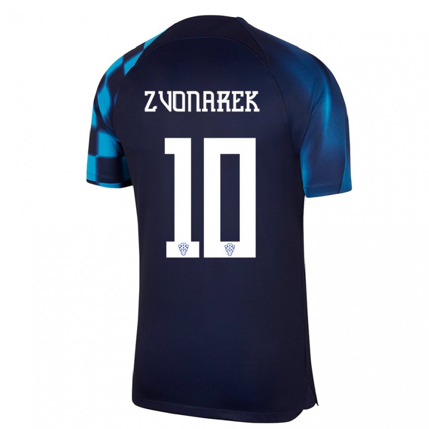 Kandiny Damen Kroatische Lovro Zvonarek #10 Dunkelblau Auswärtstrikot Trikot 22-24 T-shirt