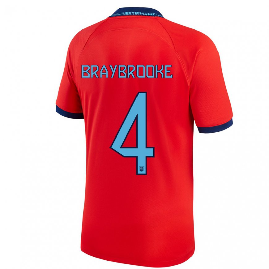Kandiny Damen Englische Samuel Braybrooke #4 Rot Auswärtstrikot Trikot 22-24 T-shirt