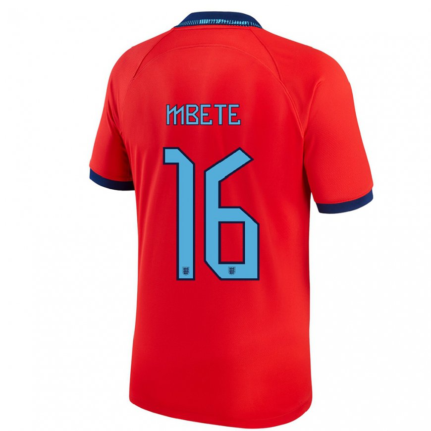 Kandiny Damen Englische Luke Mbete #16 Rot Auswärtstrikot Trikot 22-24 T-shirt