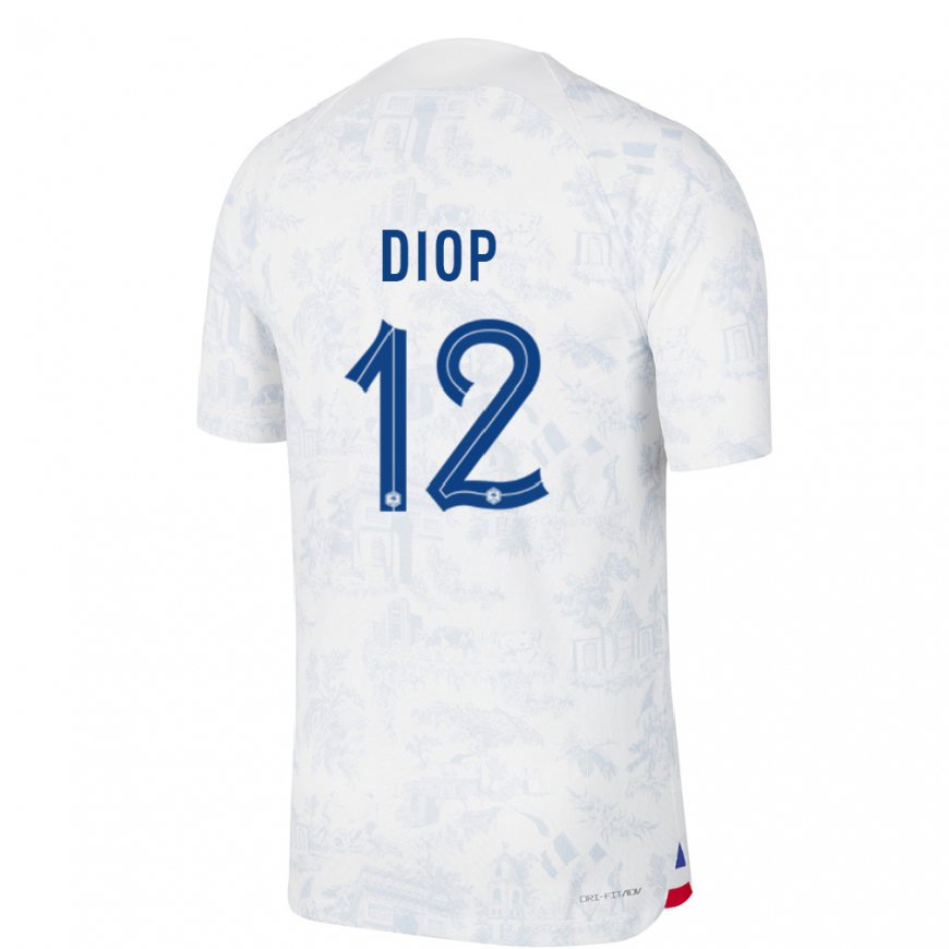 Kandiny Damen Französische Sofiane Diop #12 Weiß Blau Auswärtstrikot Trikot 22-24 T-shirt