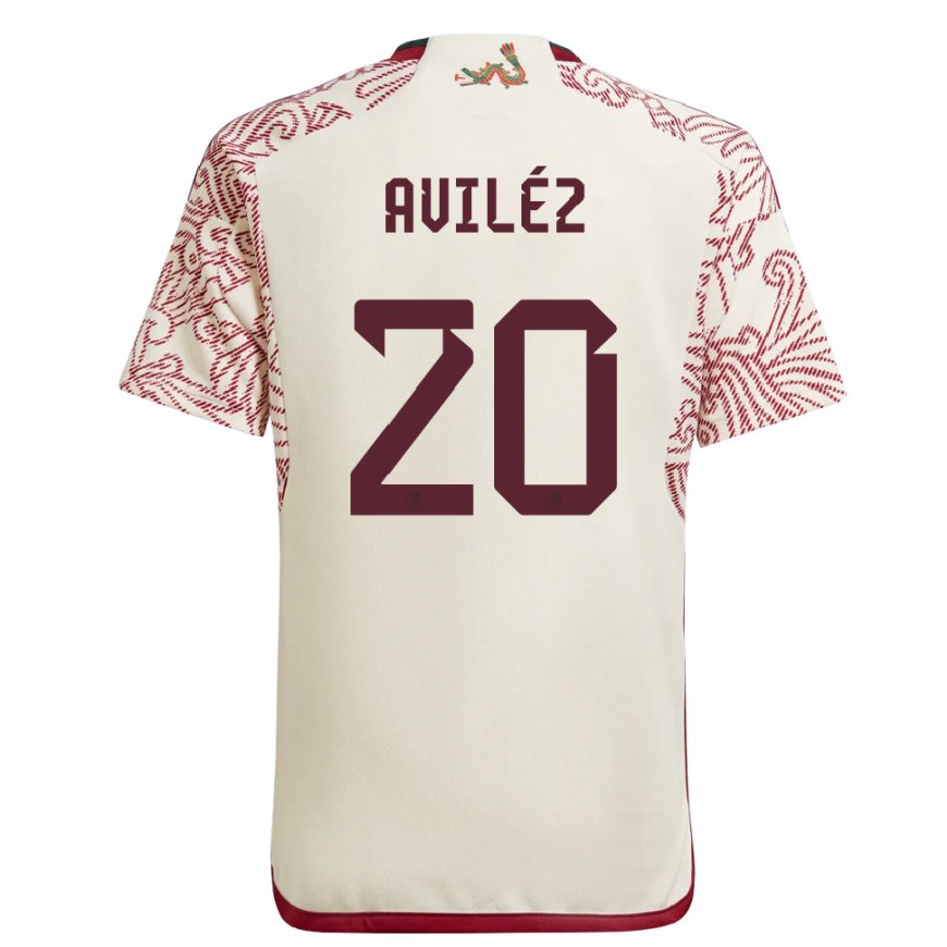 Kandiny Damen Mexikanische Aylin Avilez #20 Wunder Weiß Rot Auswärtstrikot Trikot 22-24 T-shirt
