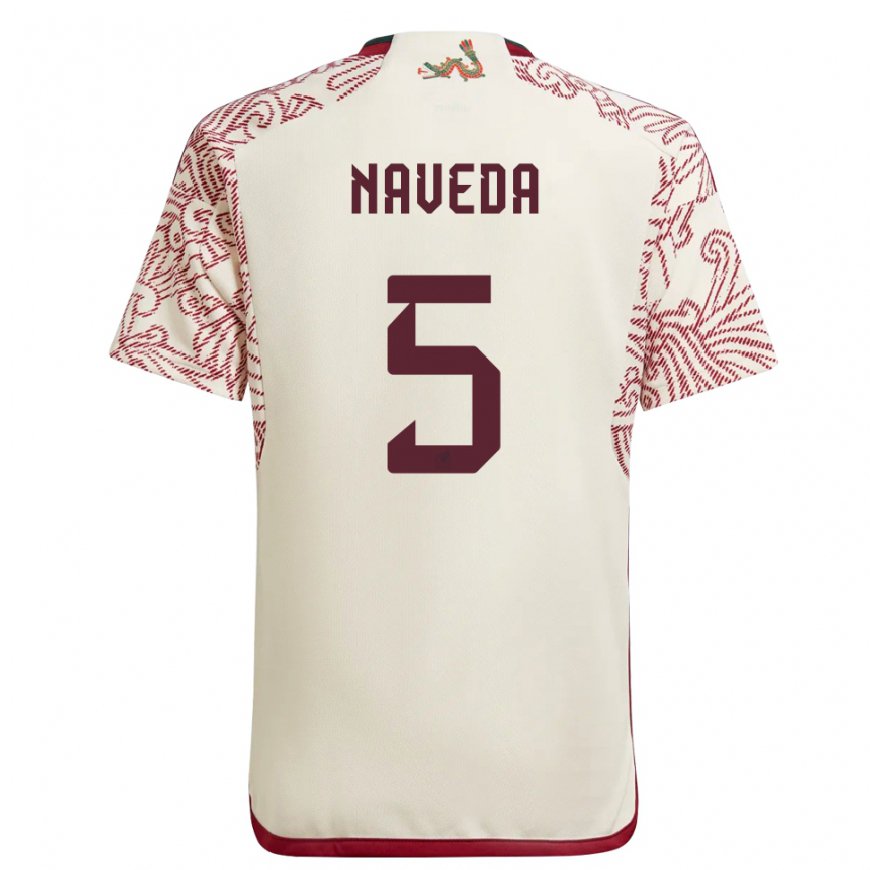 Kandiny Damen Mexikanische Santiago Naveda #5 Wunder Weiß Rot Auswärtstrikot Trikot 22-24 T-shirt