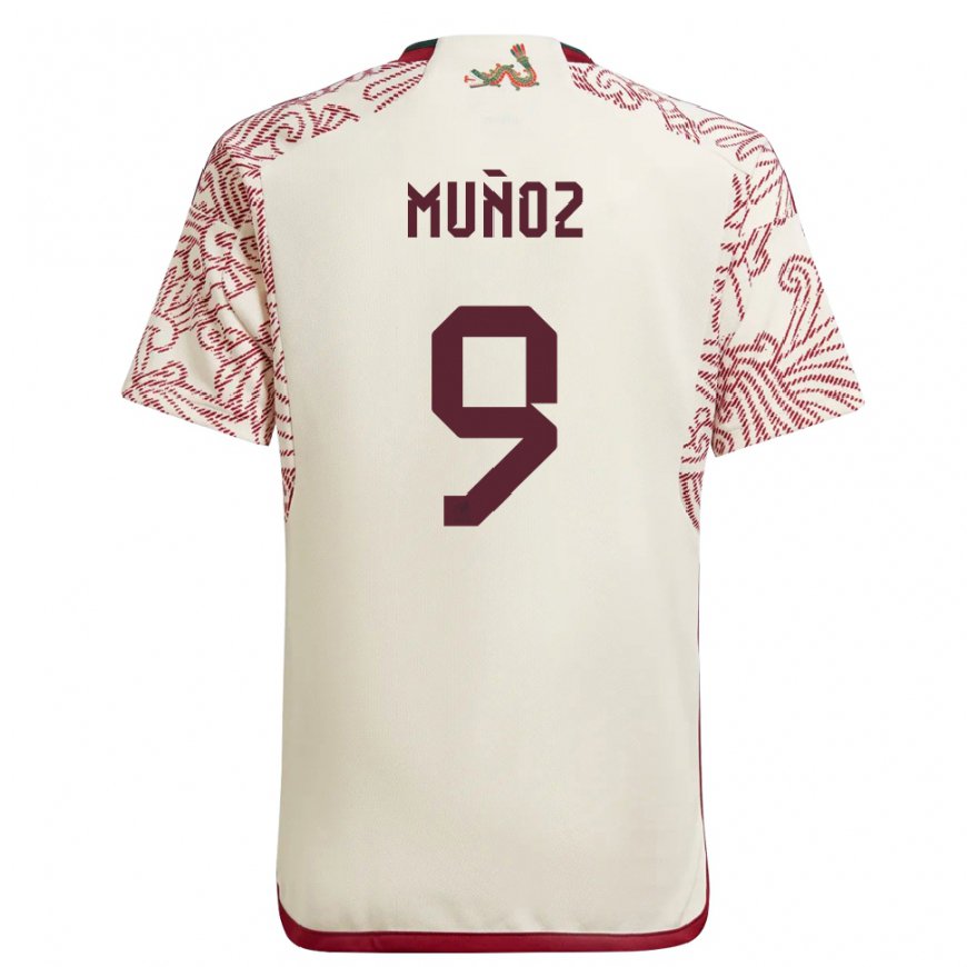 Kandiny Damen Mexikanische Santiago Munoz #9 Wunder Weiß Rot Auswärtstrikot Trikot 22-24 T-shirt