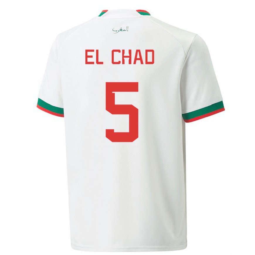 Kandiny Damen Marokkanische Nesryne El Chad #5 Weiß Auswärtstrikot Trikot 22-24 T-shirt
