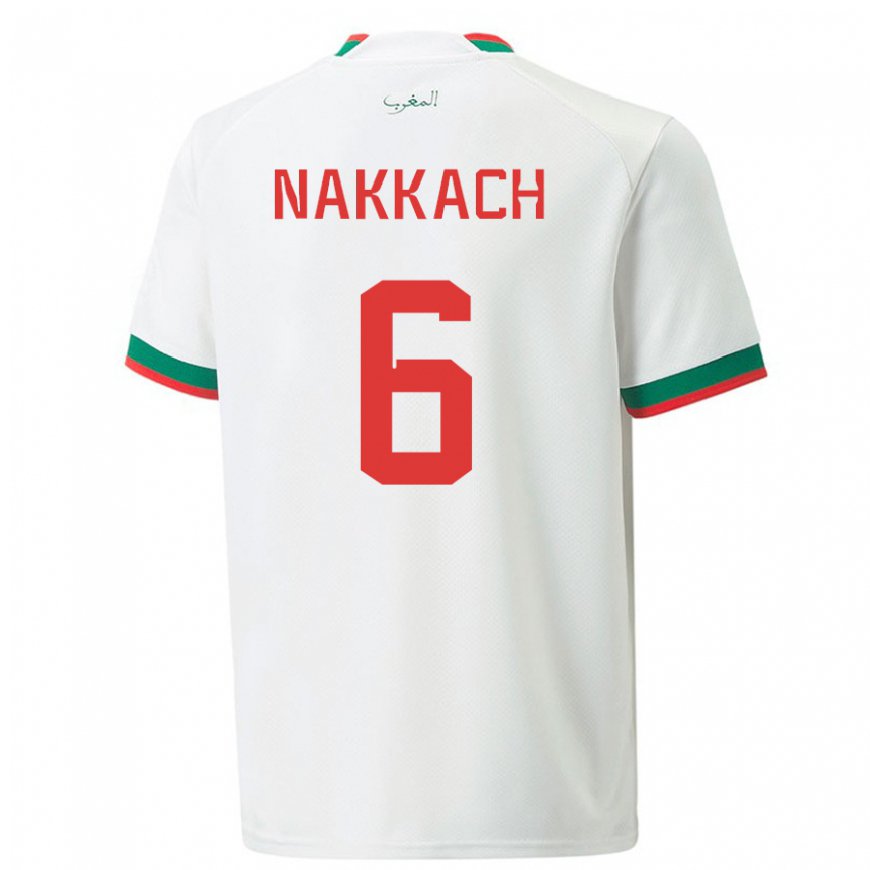 Kandiny Damen Marokkanische Elodie Nakkach #6 Weiß Auswärtstrikot Trikot 22-24 T-shirt