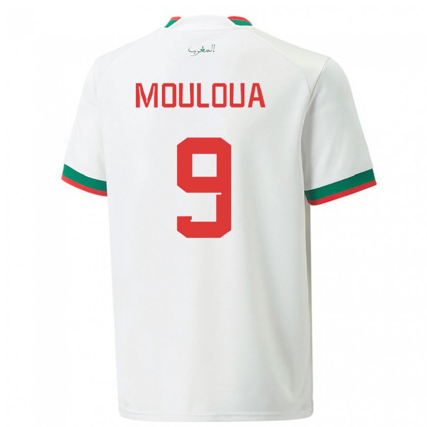 Kandiny Damen Marokkanische Ayoub Mouloua #9 Weiß Auswärtstrikot Trikot 22-24 T-shirt
