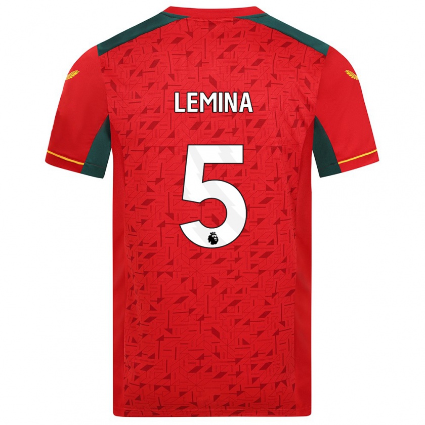 Kandiny Kinder Mario Lemina #5 Rot Auswärtstrikot Trikot 2023/24 T-Shirt