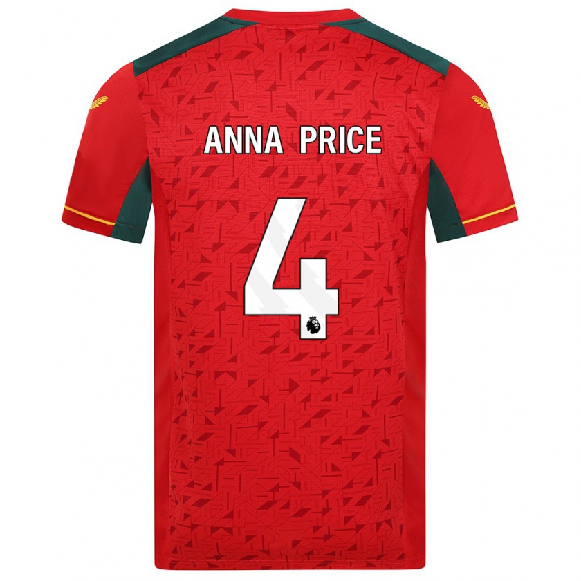 Kandiny Kinder Anna Price #4 Rot Auswärtstrikot Trikot 2023/24 T-Shirt