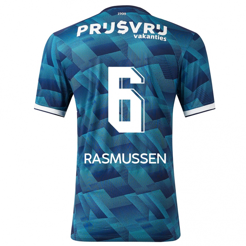 Kandiny Kinder Jacob Rasmussen #6 Blau Auswärtstrikot Trikot 2023/24 T-Shirt