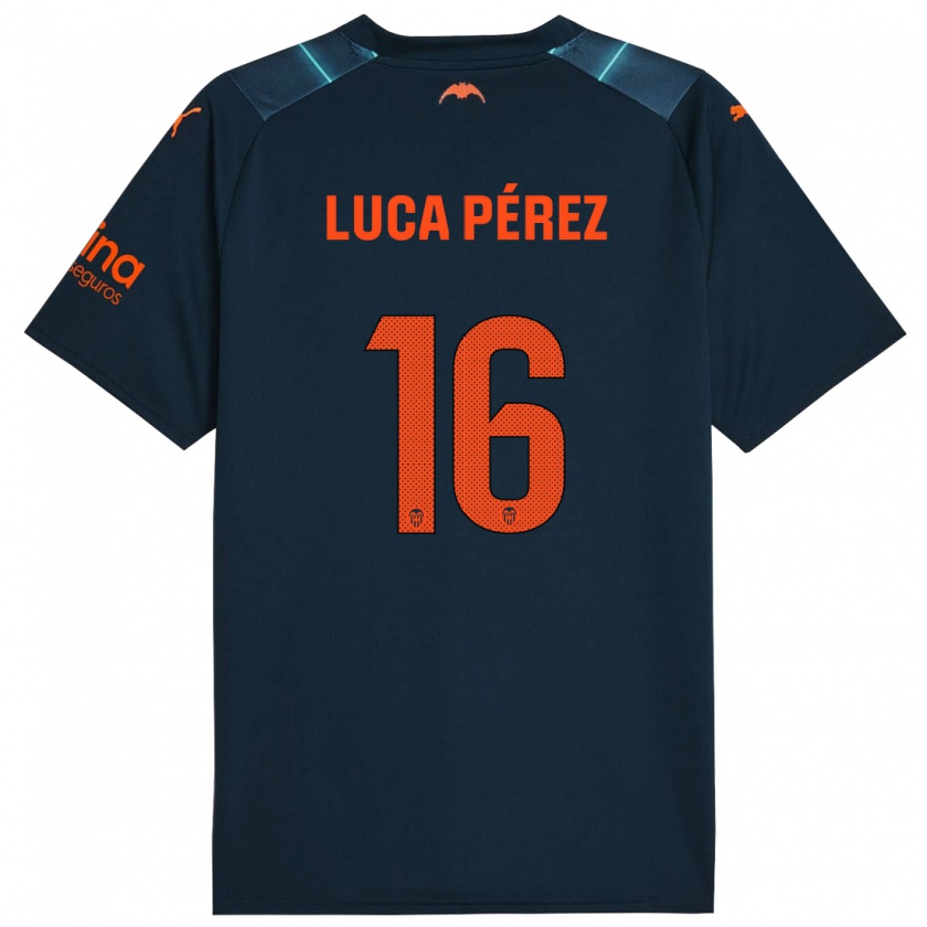 Kandiny Kinder Simón Luca Pérez #16 Marineblau Auswärtstrikot Trikot 2023/24 T-Shirt
