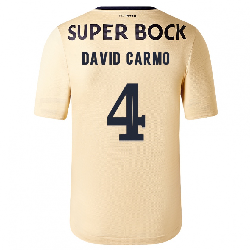 Kandiny Kinder David Carmo #4 Beige-Gold Auswärtstrikot Trikot 2023/24 T-Shirt