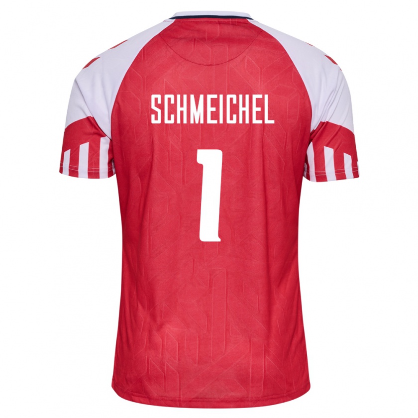 Kandiny Kinder Dänische Kasper Schmeichel #1 Rot Heimtrikot Trikot 24-26 T-Shirt