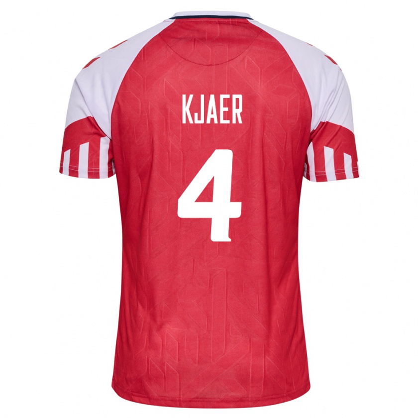 Kandiny Kinder Dänische Simon Kjaer #4 Rot Heimtrikot Trikot 24-26 T-Shirt