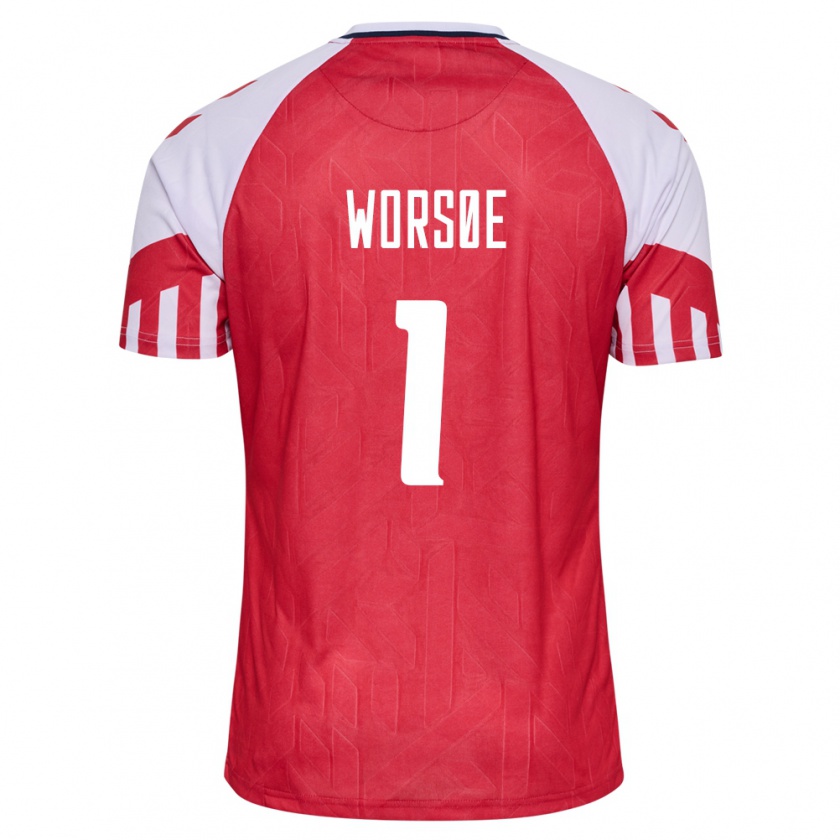 Kandiny Kinder Dänische Laura Worsoe #1 Rot Heimtrikot Trikot 24-26 T-Shirt