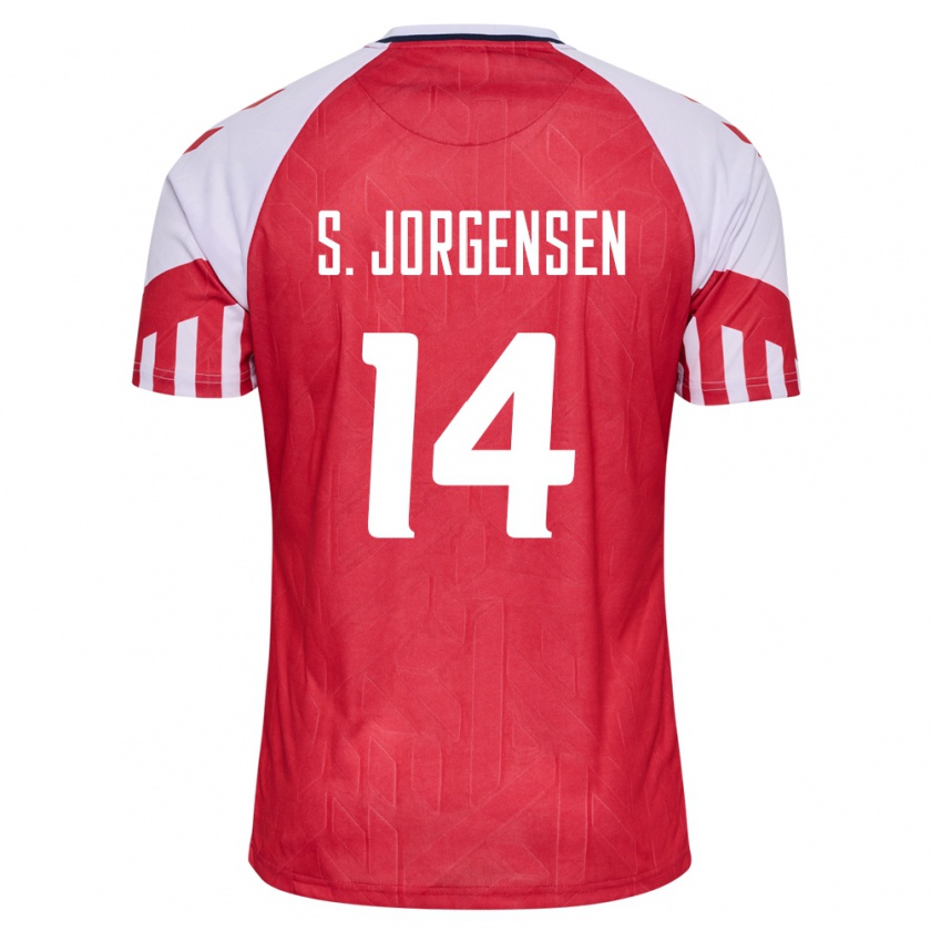 Kandiny Kinder Dänische Sebastian Jorgensen #14 Rot Heimtrikot Trikot 24-26 T-Shirt