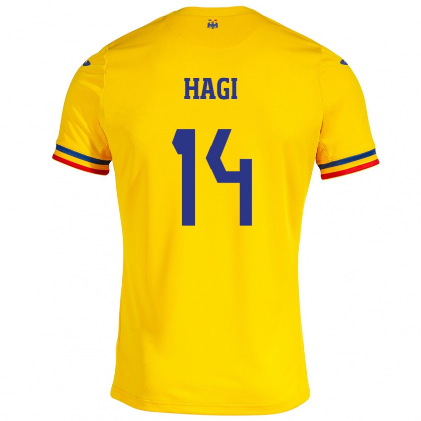Kandiny Kinder Rumänische Ianis Hagi #14 Gelb Heimtrikot Trikot 24-26 T-Shirt
