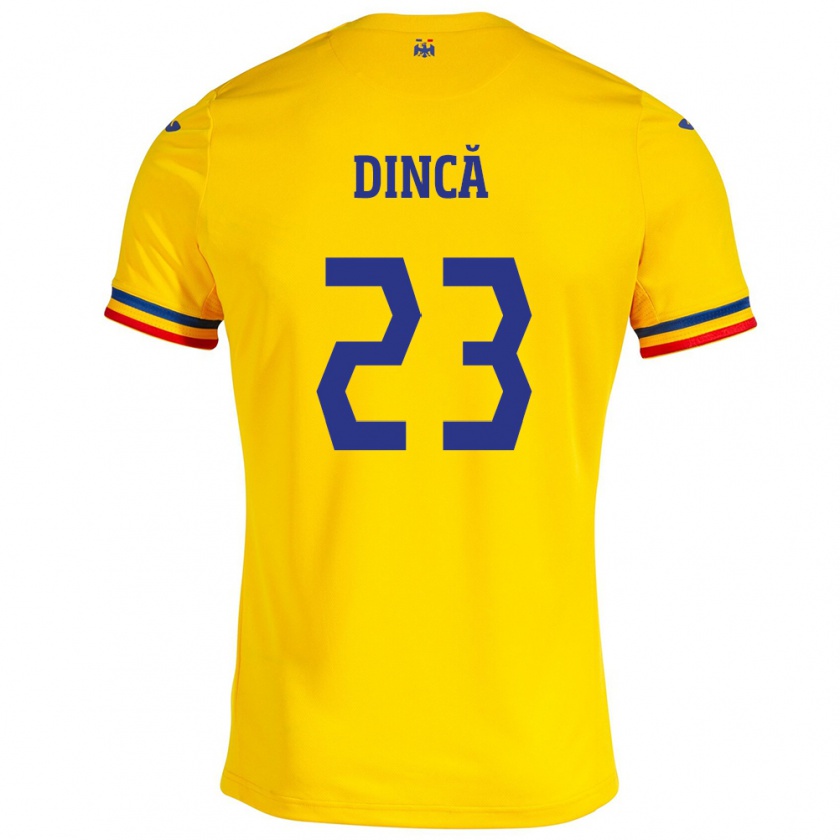 Kandiny Kinder Rumänische David Dincă #23 Gelb Heimtrikot Trikot 24-26 T-Shirt