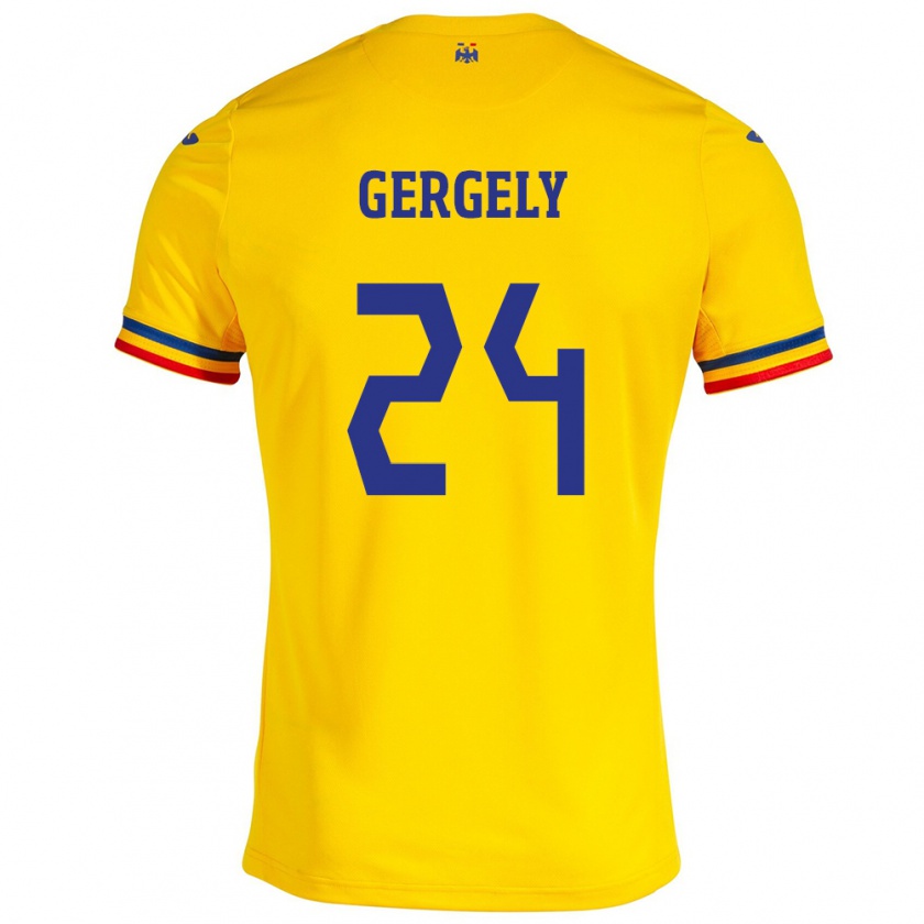 Kandiny Kinder Rumänische Botond Gergely #24 Gelb Heimtrikot Trikot 24-26 T-Shirt