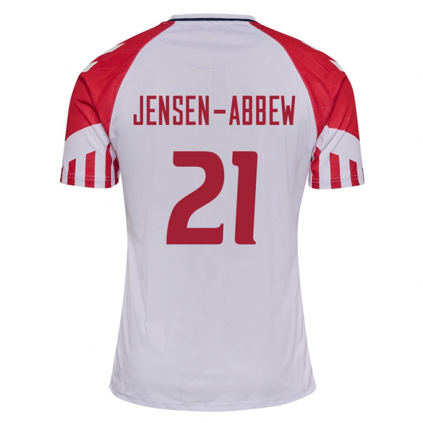 Kandiny Kinder Dänische Jonas Jensen-Abbew #21 Weiß Auswärtstrikot Trikot 24-26 T-Shirt