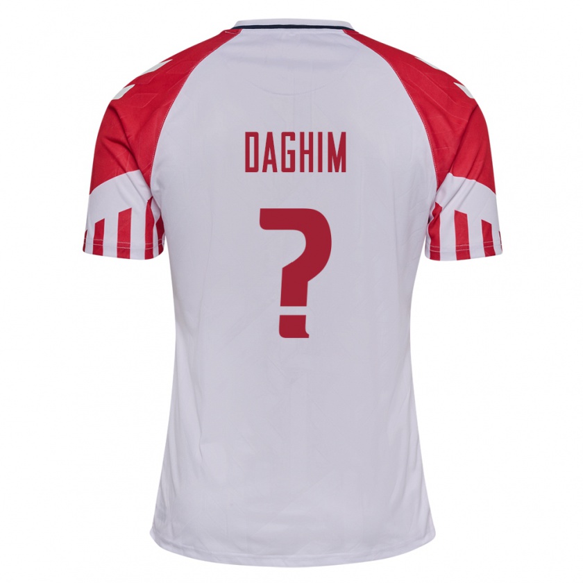 Kandiny Kinder Dänische Adam Daghim #0 Weiß Auswärtstrikot Trikot 24-26 T-Shirt