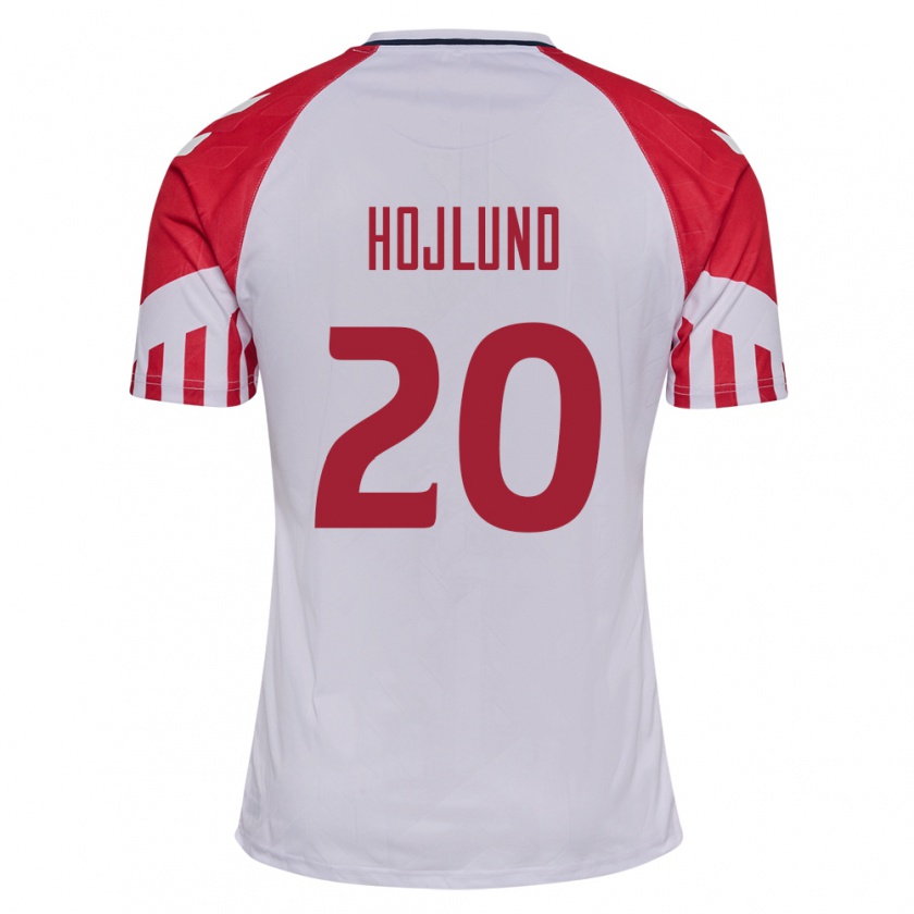 Kandiny Kinder Dänische Rasmus Hojlund #20 Weiß Auswärtstrikot Trikot 24-26 T-Shirt