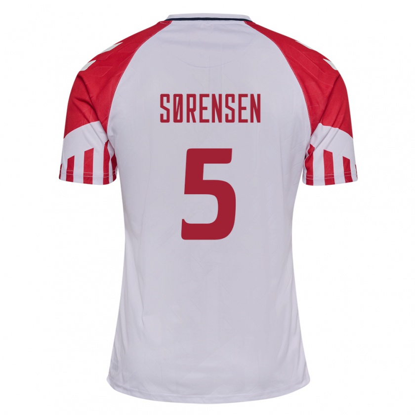 Kandiny Kinder Dänische Simone Boye Sorensen #5 Weiß Auswärtstrikot Trikot 24-26 T-Shirt