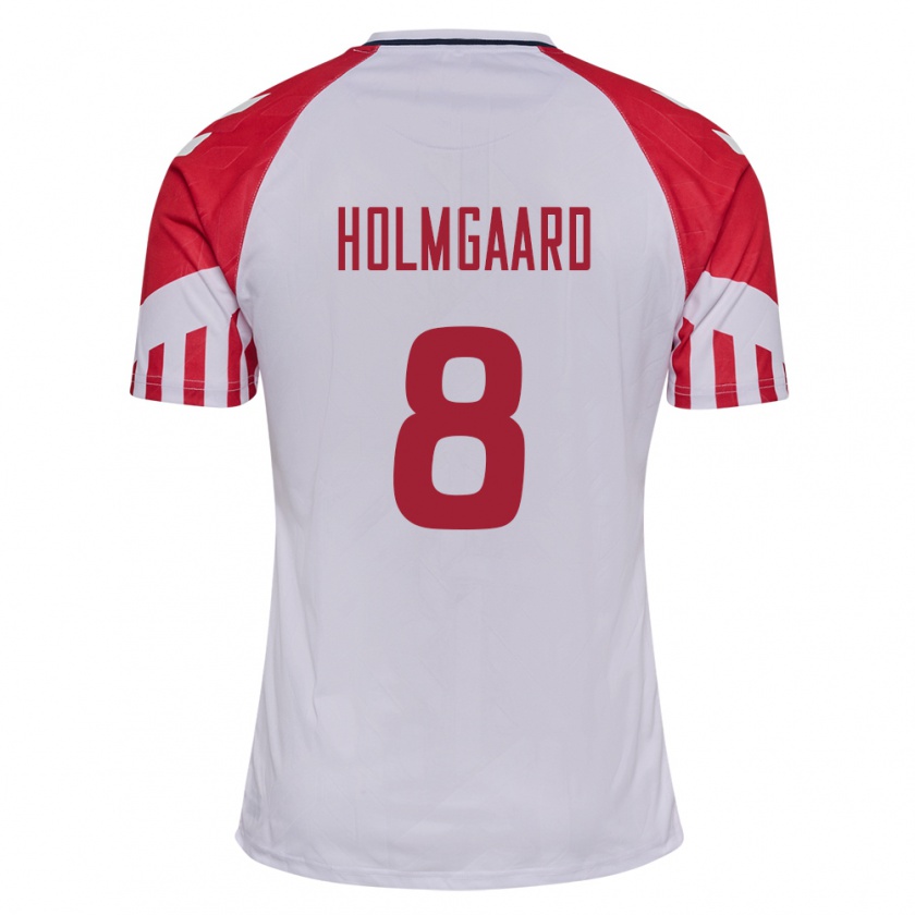 Kandiny Kinder Dänische Sara Holmgaard #8 Weiß Auswärtstrikot Trikot 24-26 T-Shirt