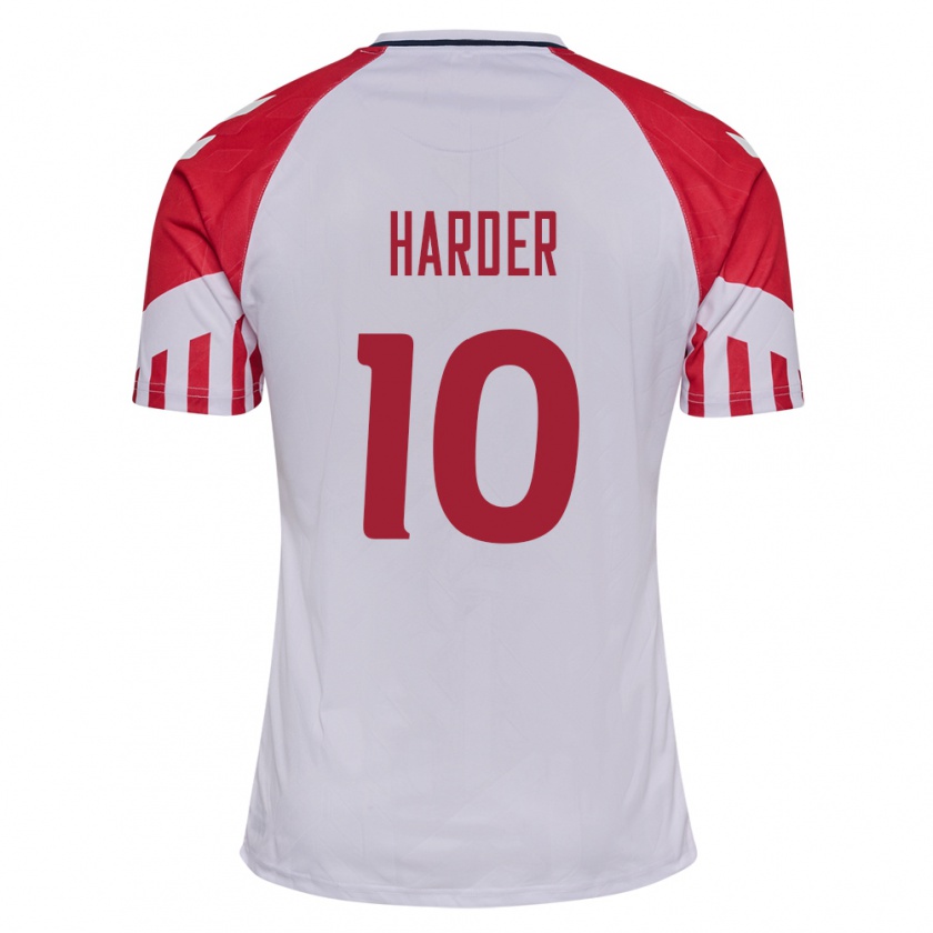 Kandiny Kinder Dänische Pernille Harder #10 Weiß Auswärtstrikot Trikot 24-26 T-Shirt