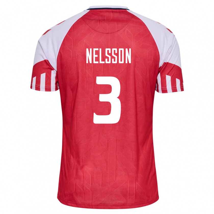 Kandiny Herren Dänische Victor Nelsson #3 Rot Heimtrikot Trikot 24-26 T-Shirt