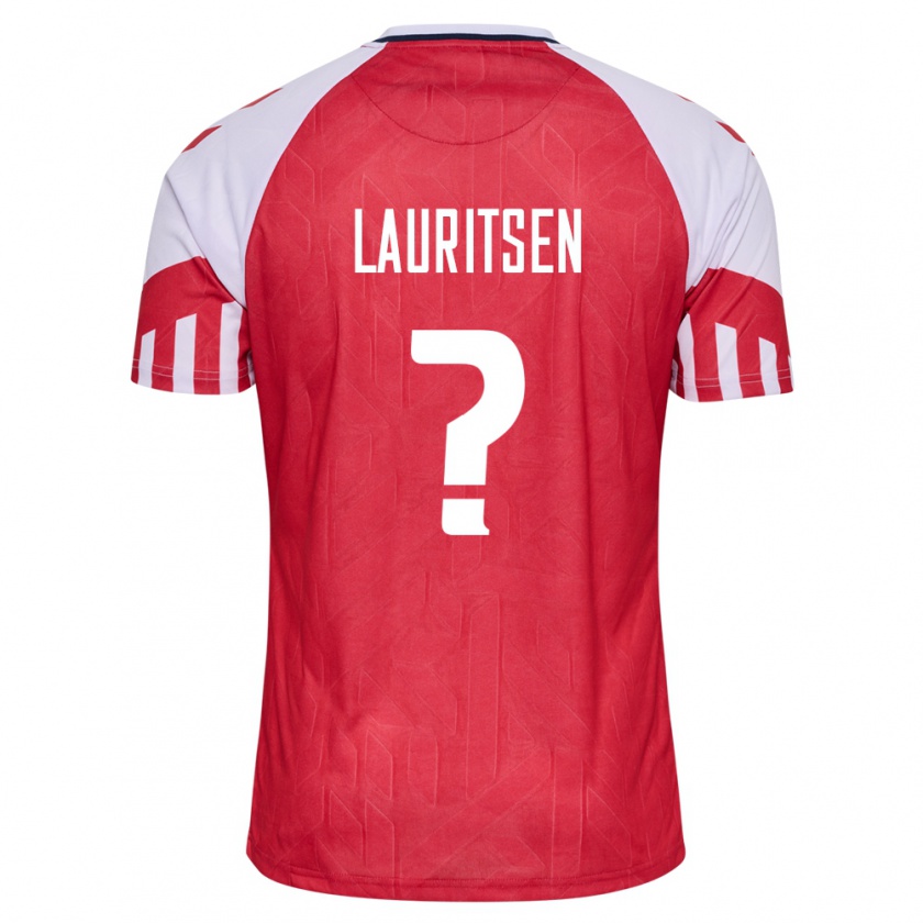 Kandiny Herren Dänische Mads Lauritsen #0 Rot Heimtrikot Trikot 24-26 T-Shirt