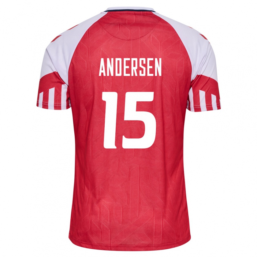 Kandiny Herren Dänische Jacob Andersen #15 Rot Heimtrikot Trikot 24-26 T-Shirt