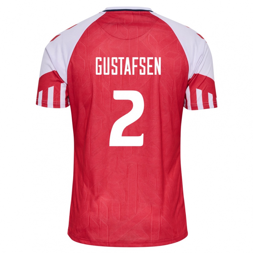 Kandiny Herren Dänische Victor Gustafsen #2 Rot Heimtrikot Trikot 24-26 T-Shirt