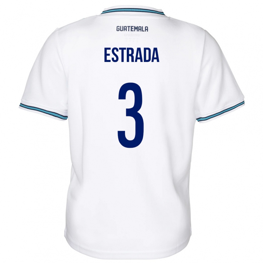 Kandiny Herren Guatemala Carlos Estrada #3 Weiß Heimtrikot Trikot 24-26 T-Shirt