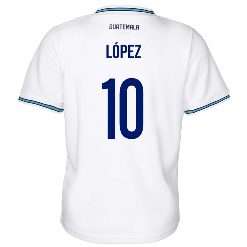 Kandiny Herren Guatemala Antonio López #10 Weiß Heimtrikot Trikot 24-26 T-Shirt