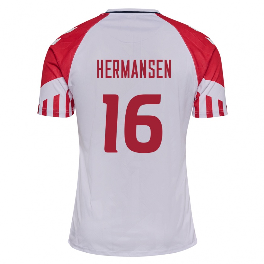 Kandiny Herren Dänische Mads Hermansen #16 Weiß Auswärtstrikot Trikot 24-26 T-Shirt