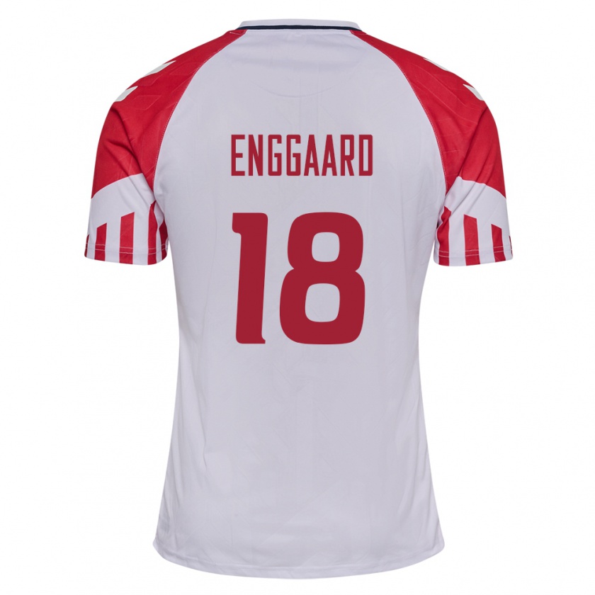 Kandiny Herren Dänische Mads Enggaard #18 Weiß Auswärtstrikot Trikot 24-26 T-Shirt