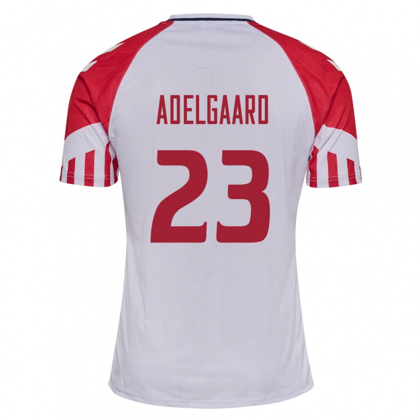Kandiny Herren Dänische Aske Adelgaard #23 Weiß Auswärtstrikot Trikot 24-26 T-Shirt