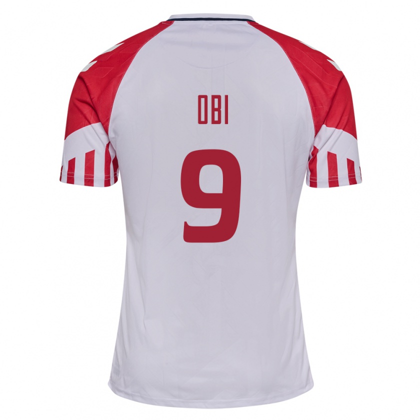 Kandiny Herren Dänische Chido Obi #9 Weiß Auswärtstrikot Trikot 24-26 T-Shirt